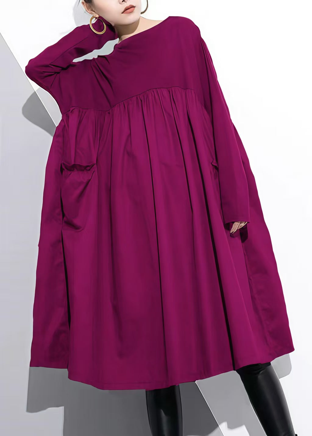 Dames Katoenen Shift Jurk Hoge Taille Met Patchwork Design 1