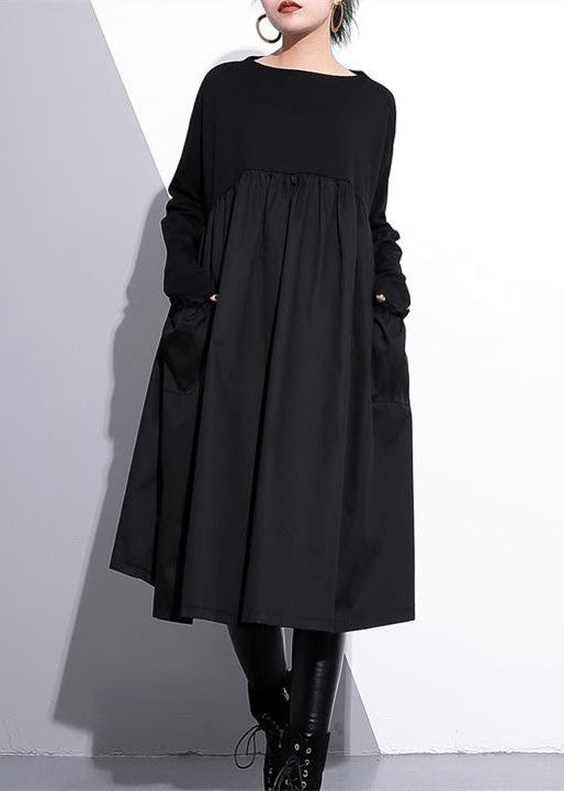 Dames Katoenen Shift Jurk Hoge Taille Met Patchwork Design 5