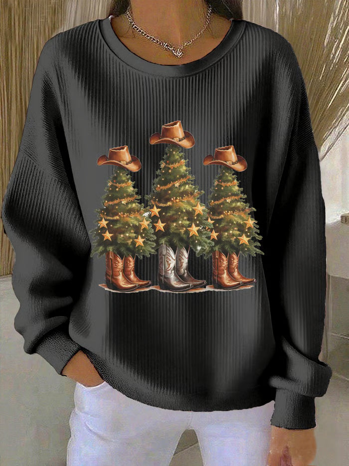 Dames Kersttrui met Western Print 1