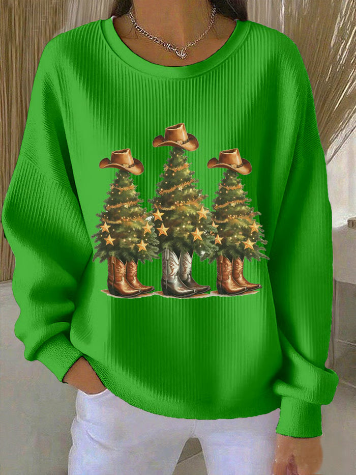 Dames Kersttrui met Western Print 2