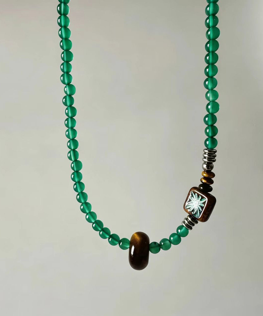 Dames Ketting Boho Stijl Met Agaat En Tijgeroog Hanger 4