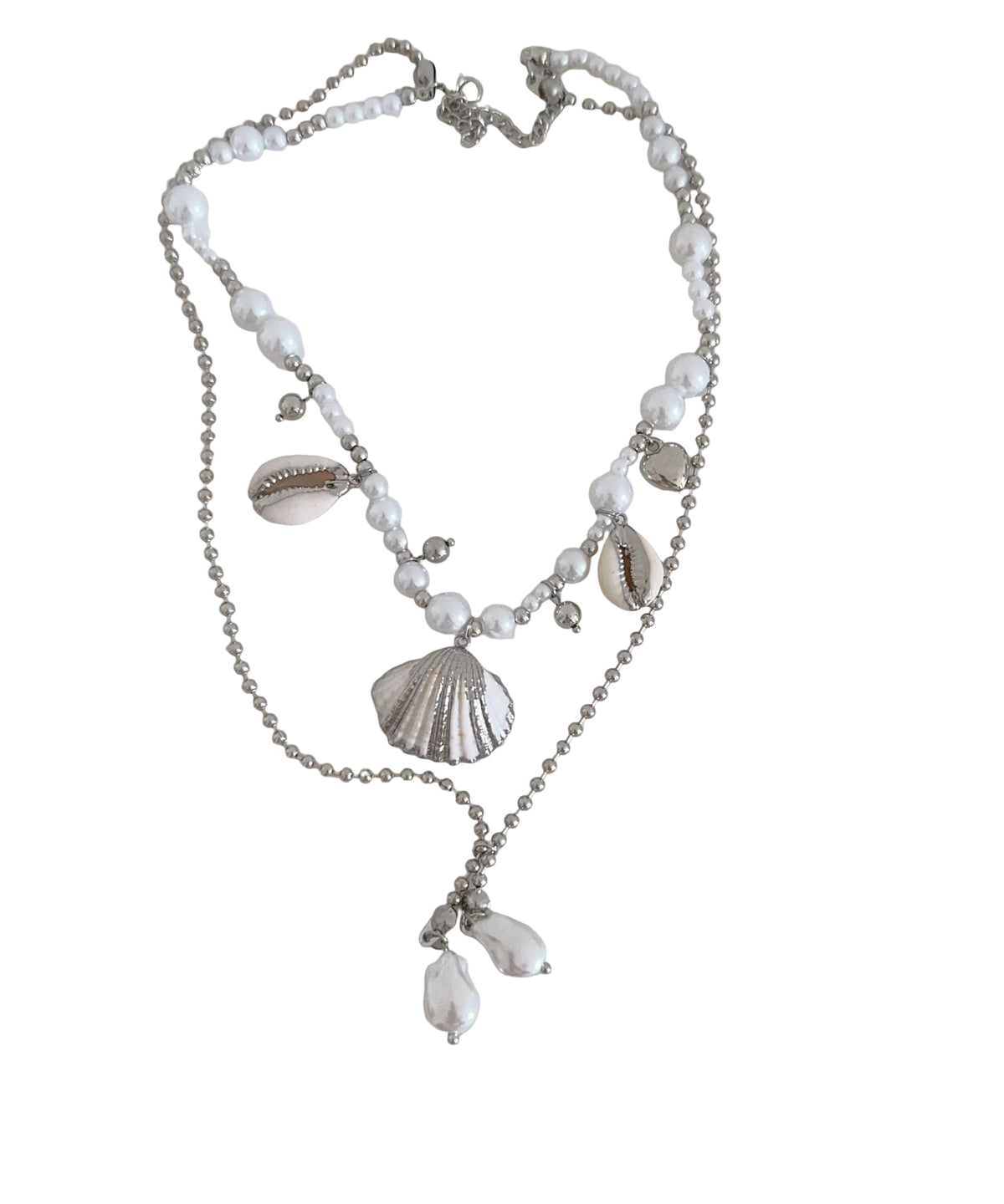 Dames Ketting Dubbellaags Met Schelp En Parel Hanger 1
