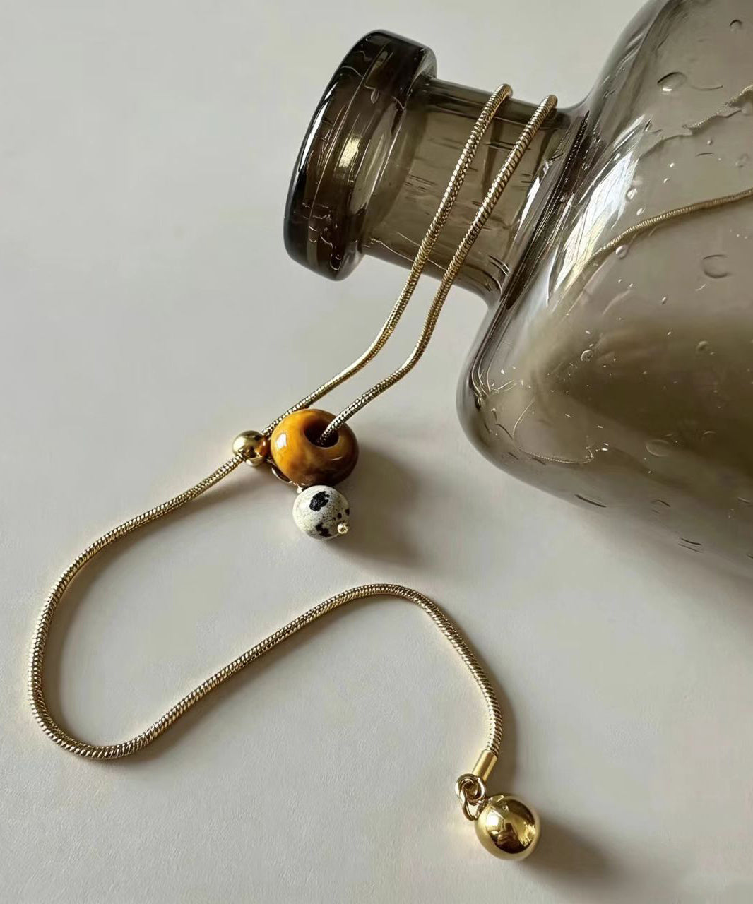 Dames Ketting Lariat Met Natuurlijke Tijgeroog Stenen 1