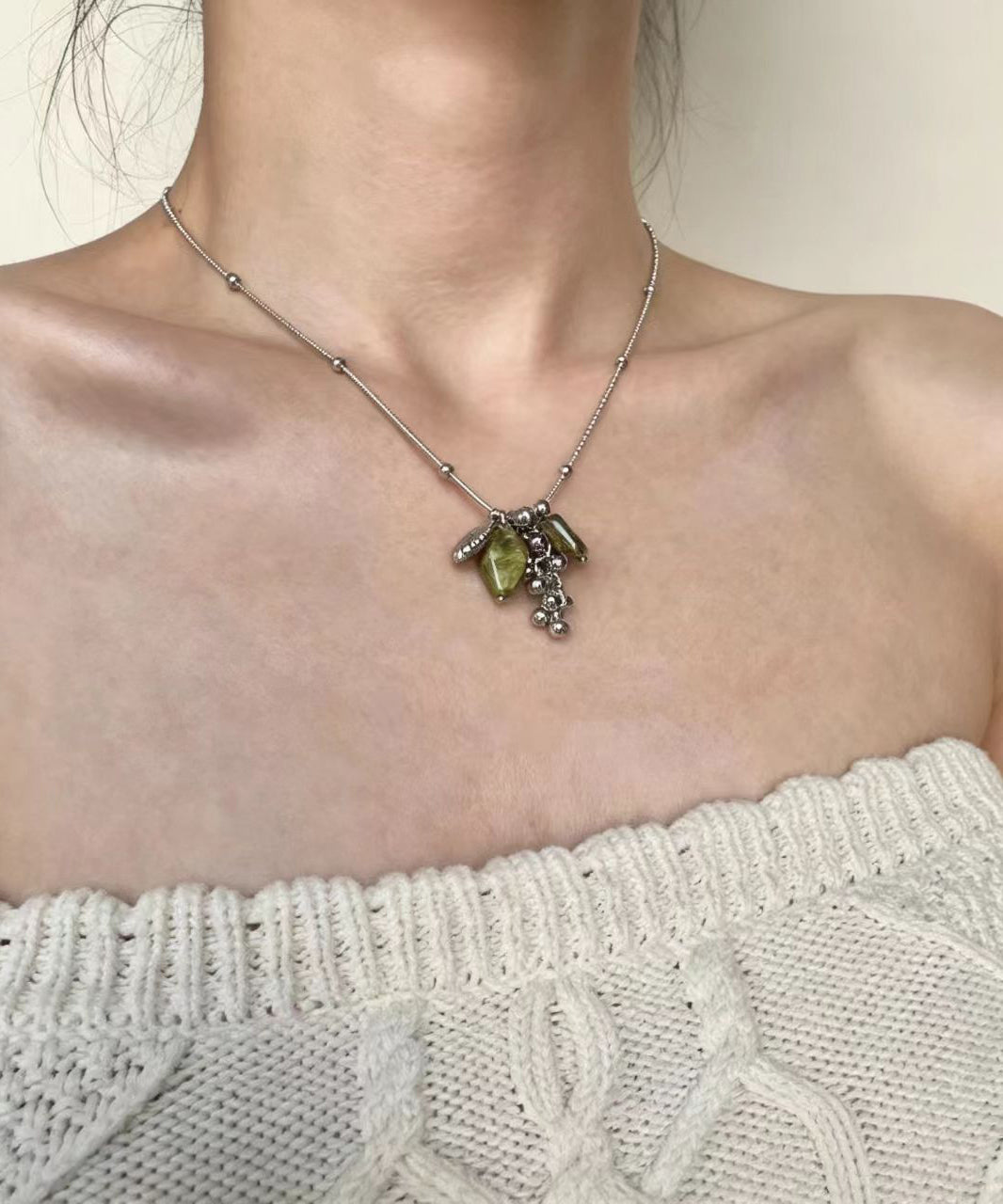 Dames Ketting Met Glas Hanger Titanium Stijlvol 0