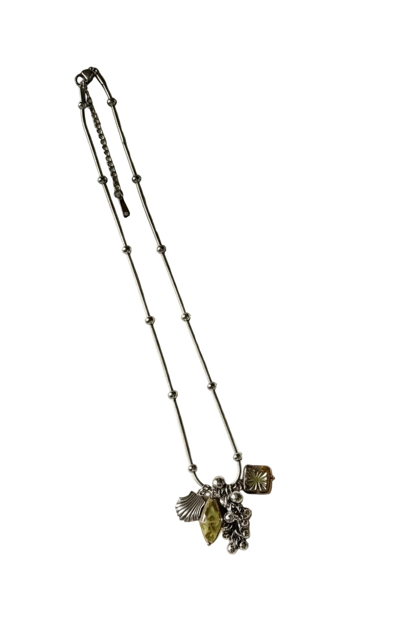 Dames Ketting Met Glas Hanger Titanium Stijlvol 1