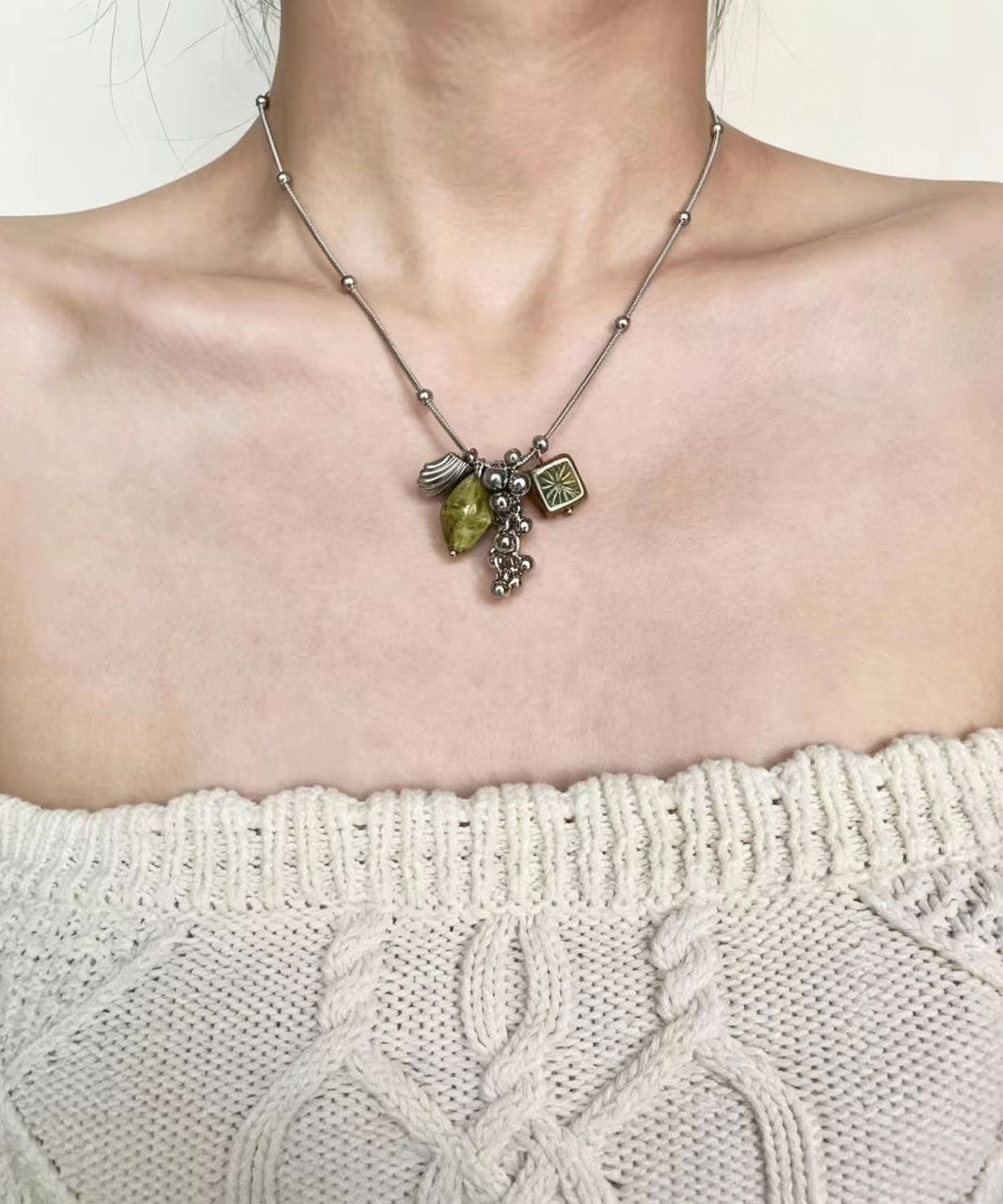 Dames Ketting Met Glas Hanger Titanium Stijlvol 2