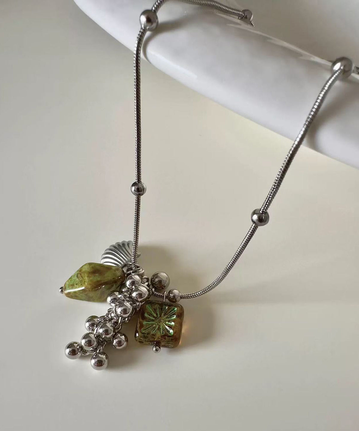 Dames Ketting Met Glas Hanger Titanium Stijlvol 4