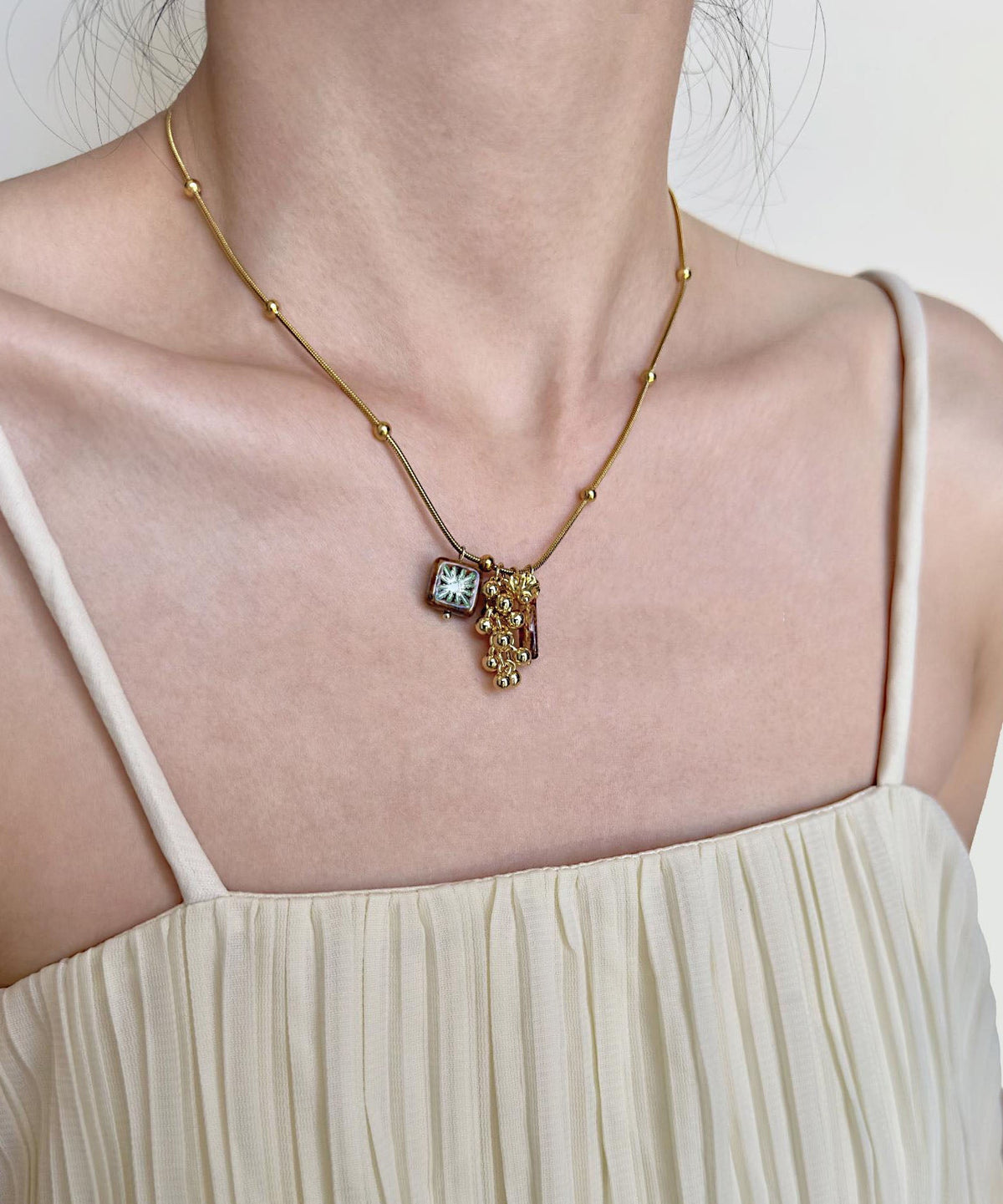 Dames Ketting Met Glazen Kraal Hanger Modern Design 2