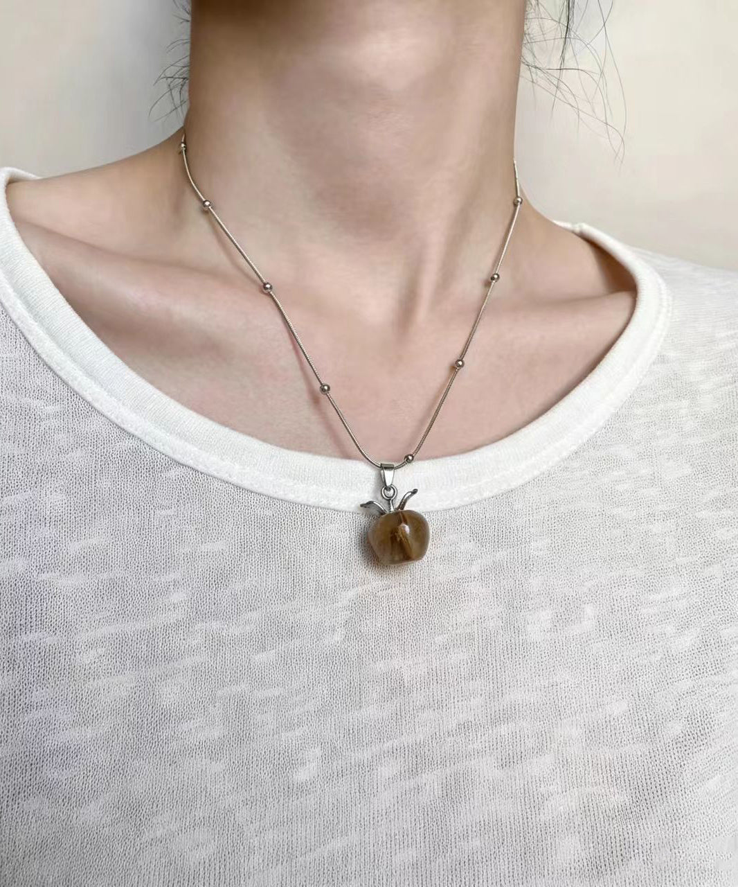 Dames Ketting Met Natuursteen Hanger Simpel Design 1