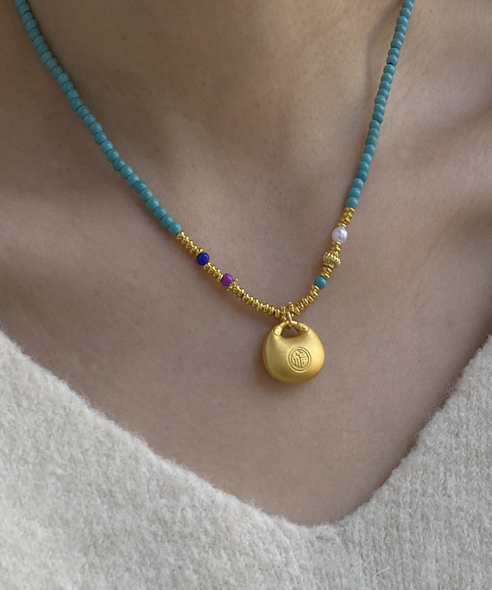 Dames Ketting Met Turquoise Hanger Uniek Ontwerp 0