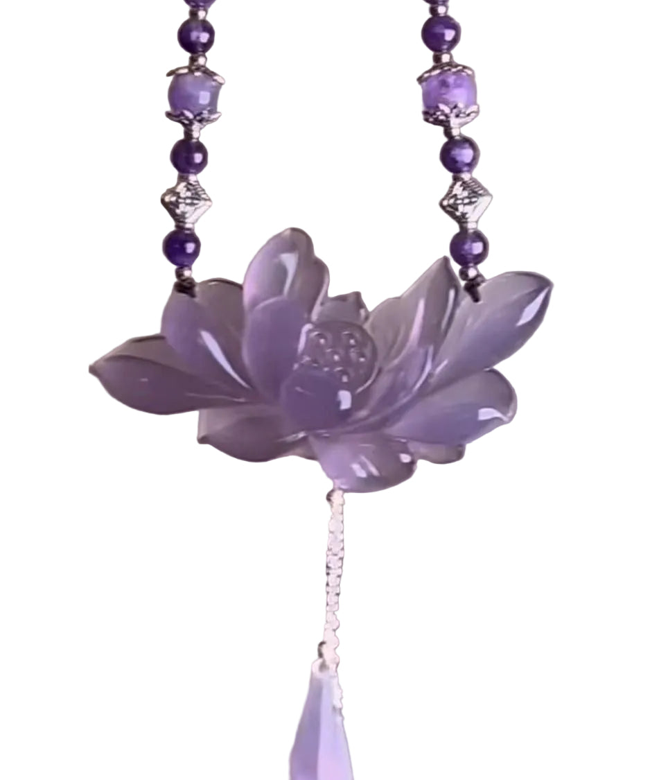 Dames Ketting Retro Stijl met Lotus Hanger 0