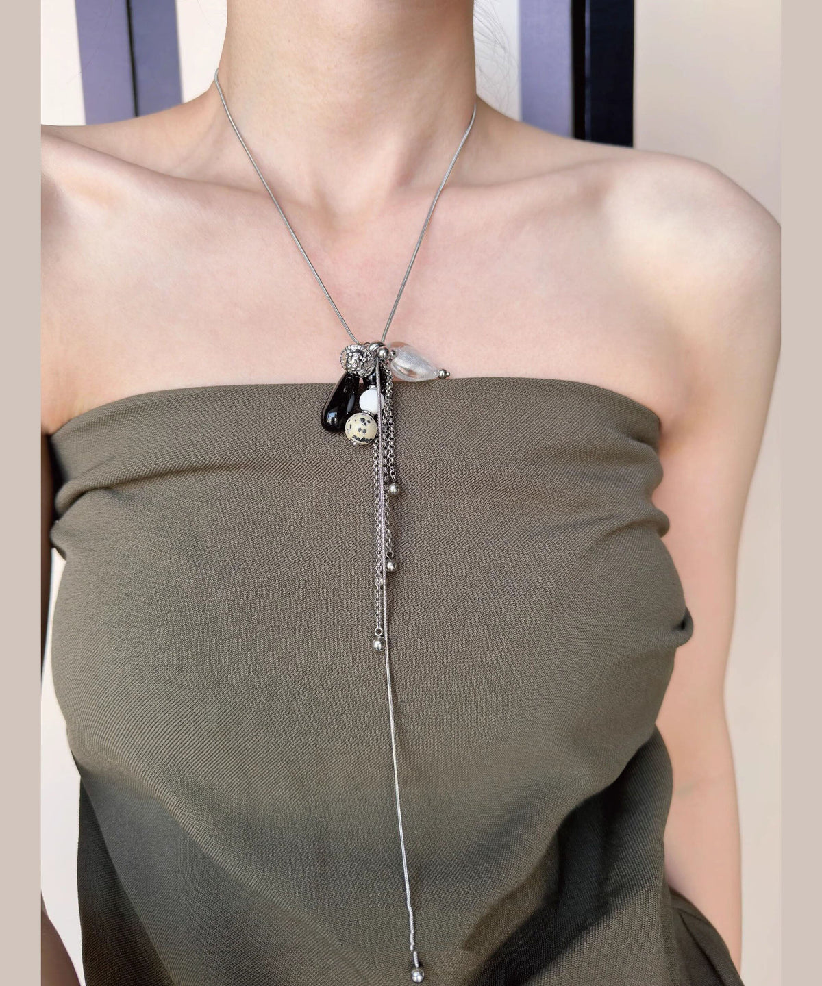 Dames Ketting met Harthanger Natuursteen Titanium Stijlvol 0