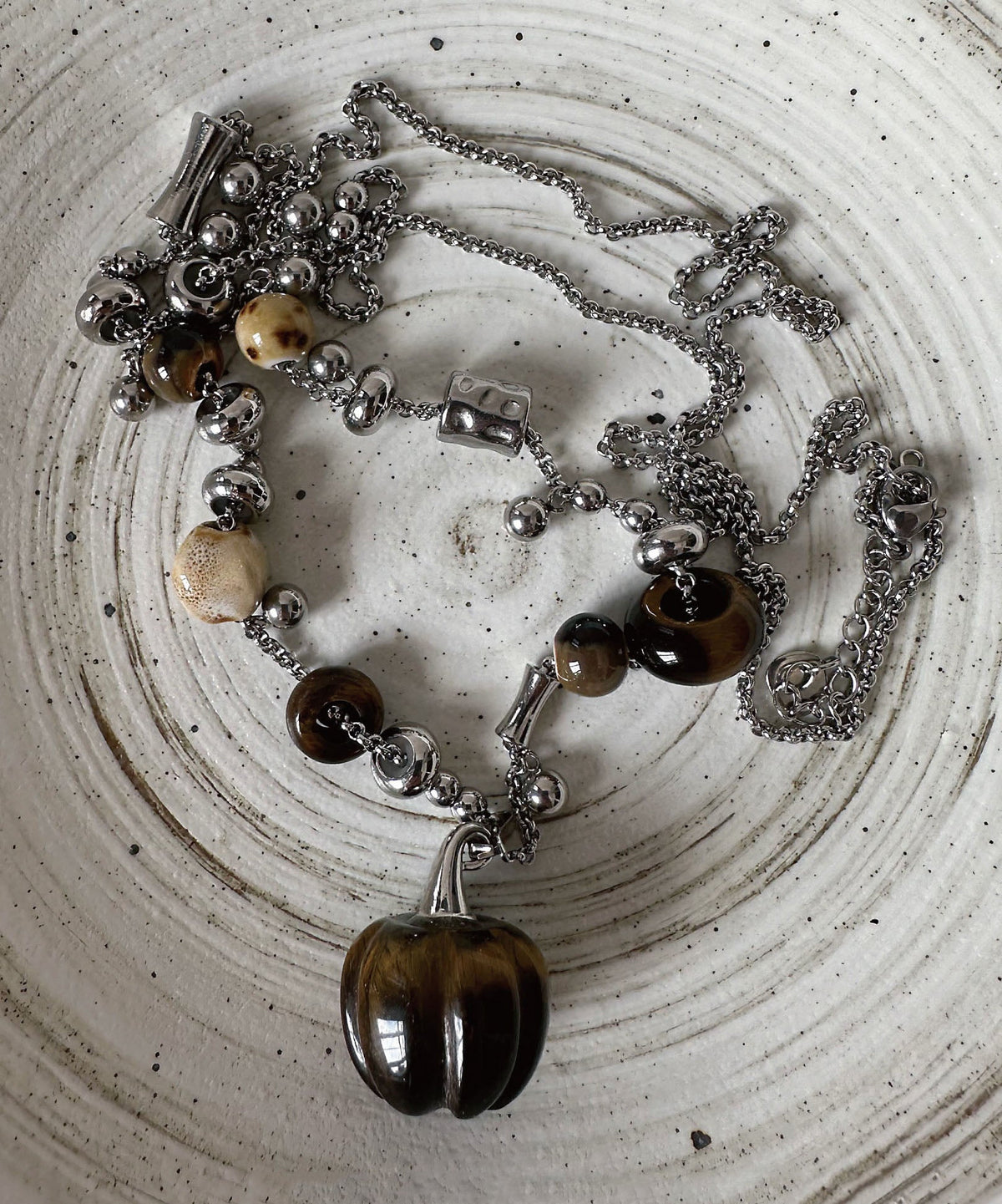 Dames Ketting met Natuursteen Hanger Lang Model 3