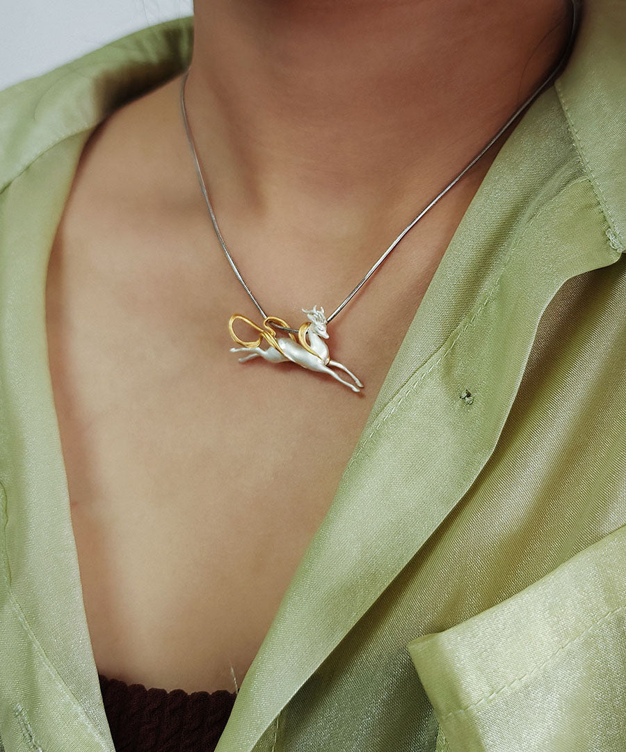 Dames Ketting met Negenkleurige Hertenhanger 3