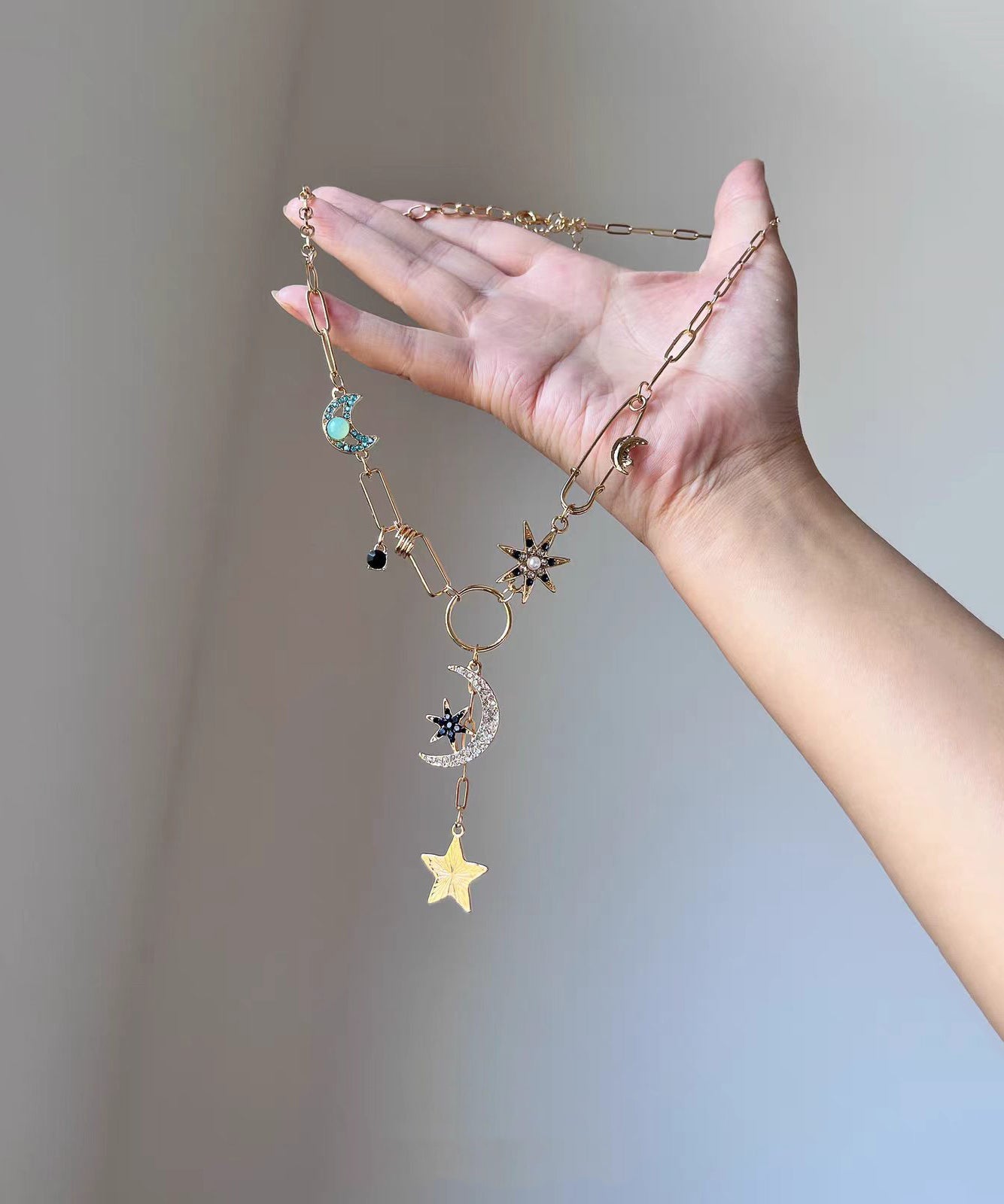 Dames Ketting met Sterren en Maan Hanger Modern Design 1
