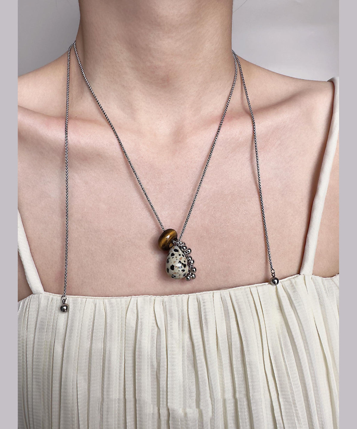 Dames Ketting met Titanium Stalen Hanger en Edelsteen 2