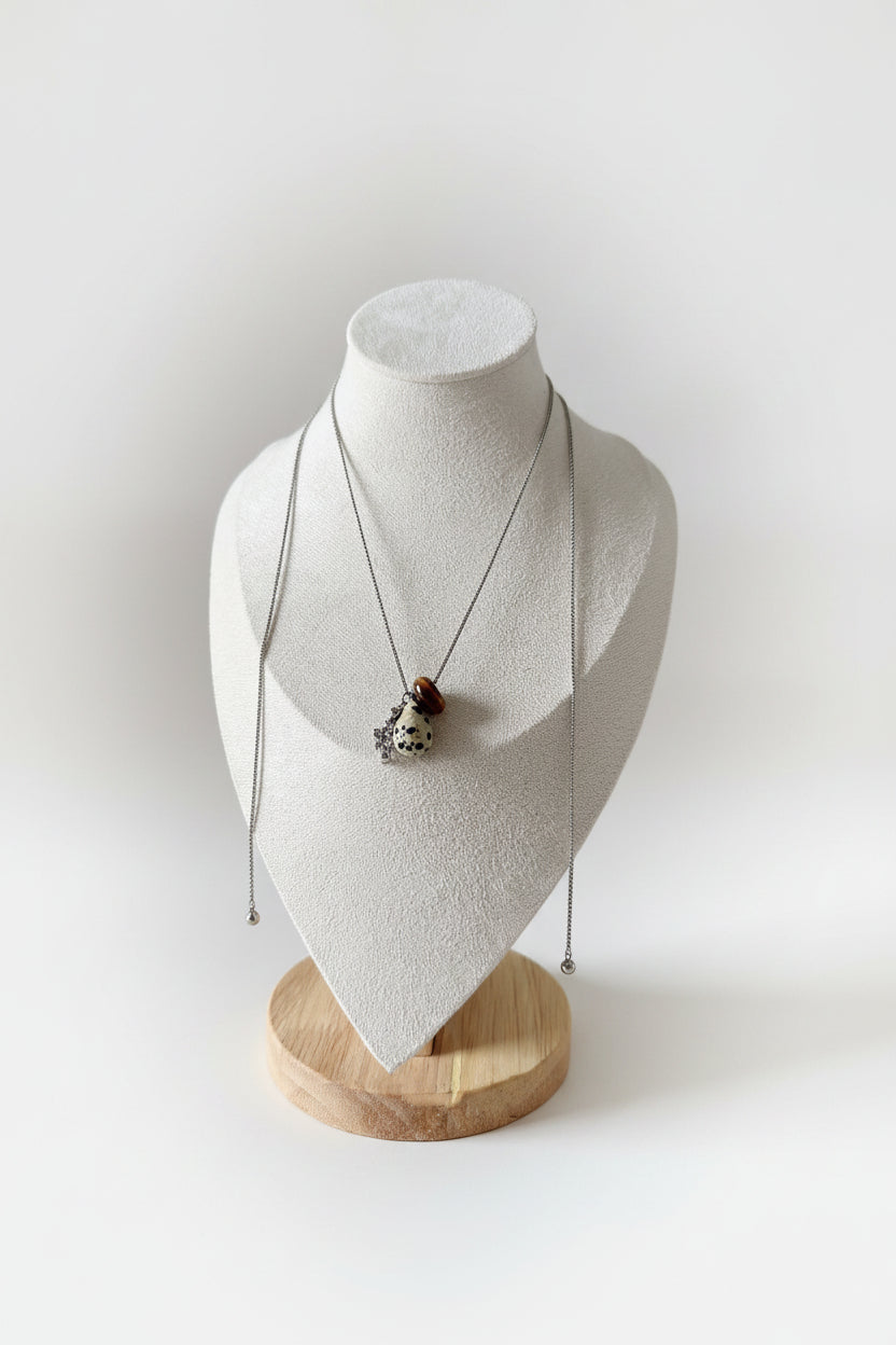 Dames Ketting met Titanium Stalen Hanger en Edelsteen 3