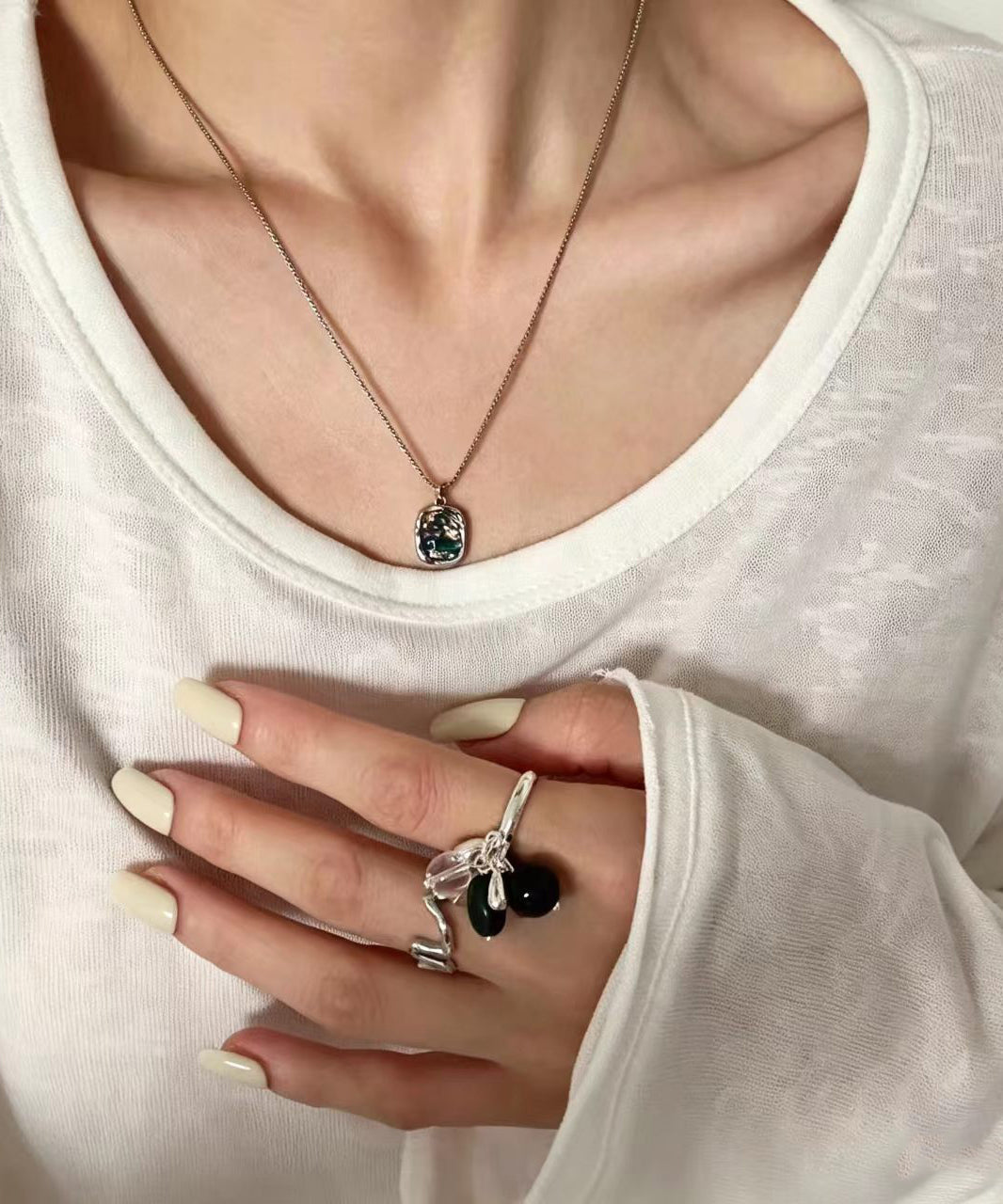 Dames Ketting met Veelzijdige Gouden Folie Zirkoon Hanger 3