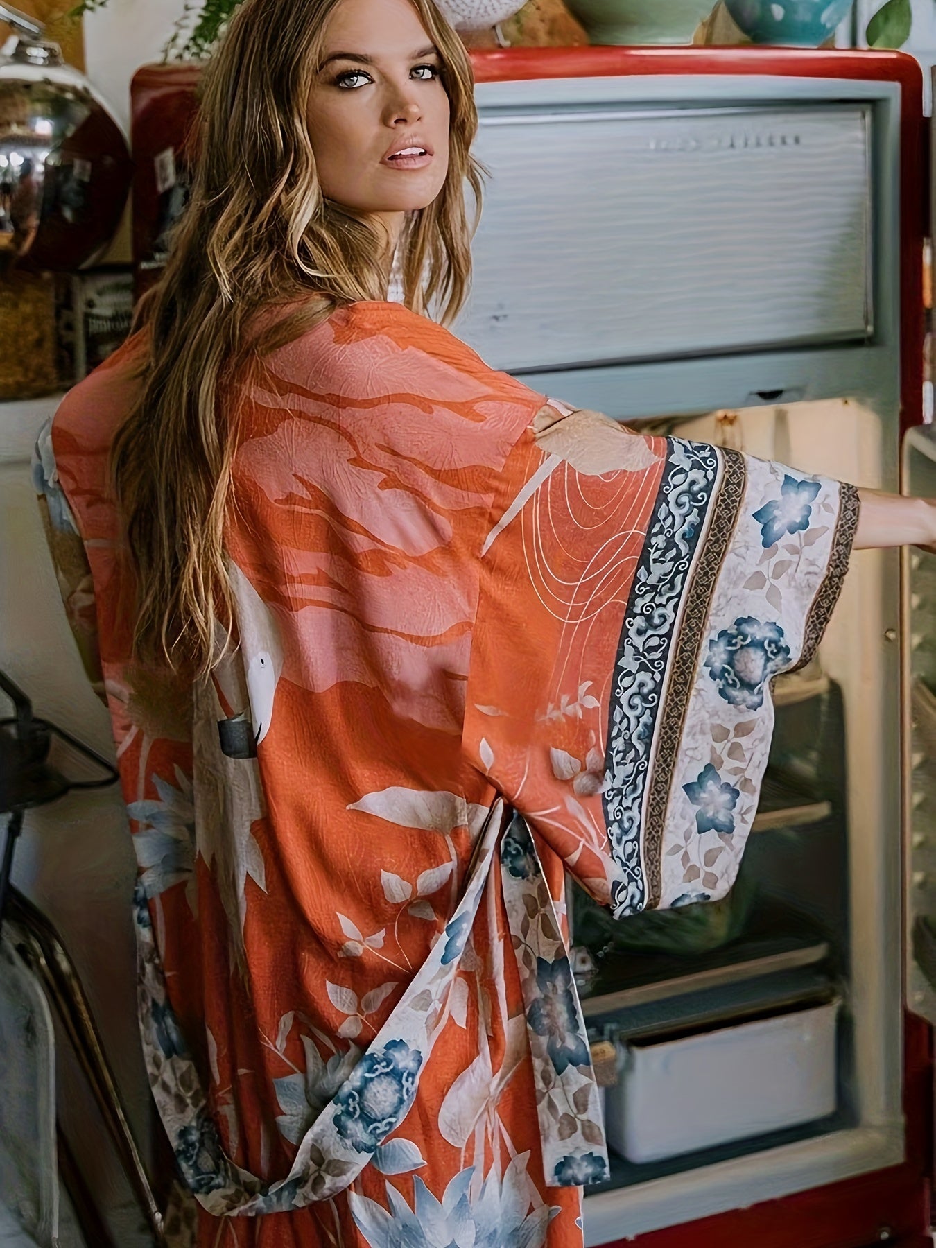 Dames Kimono Bloemenprint Lichtgewicht 1