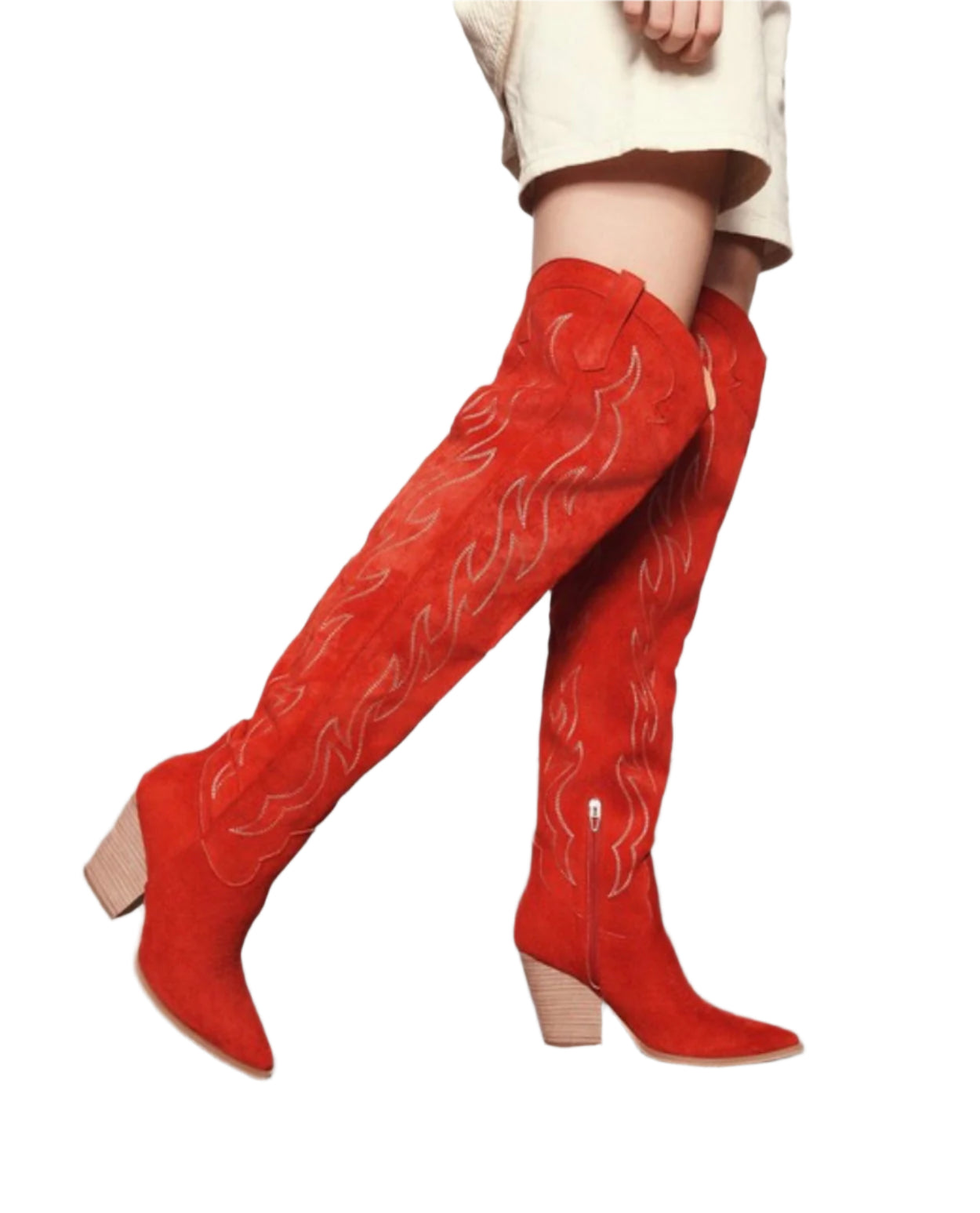 Dames Knie Hoge Western Boots Leer 0