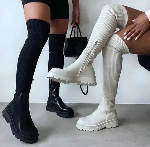 Dames Kniehoge Laarzen Met Strak Ontwerp 1