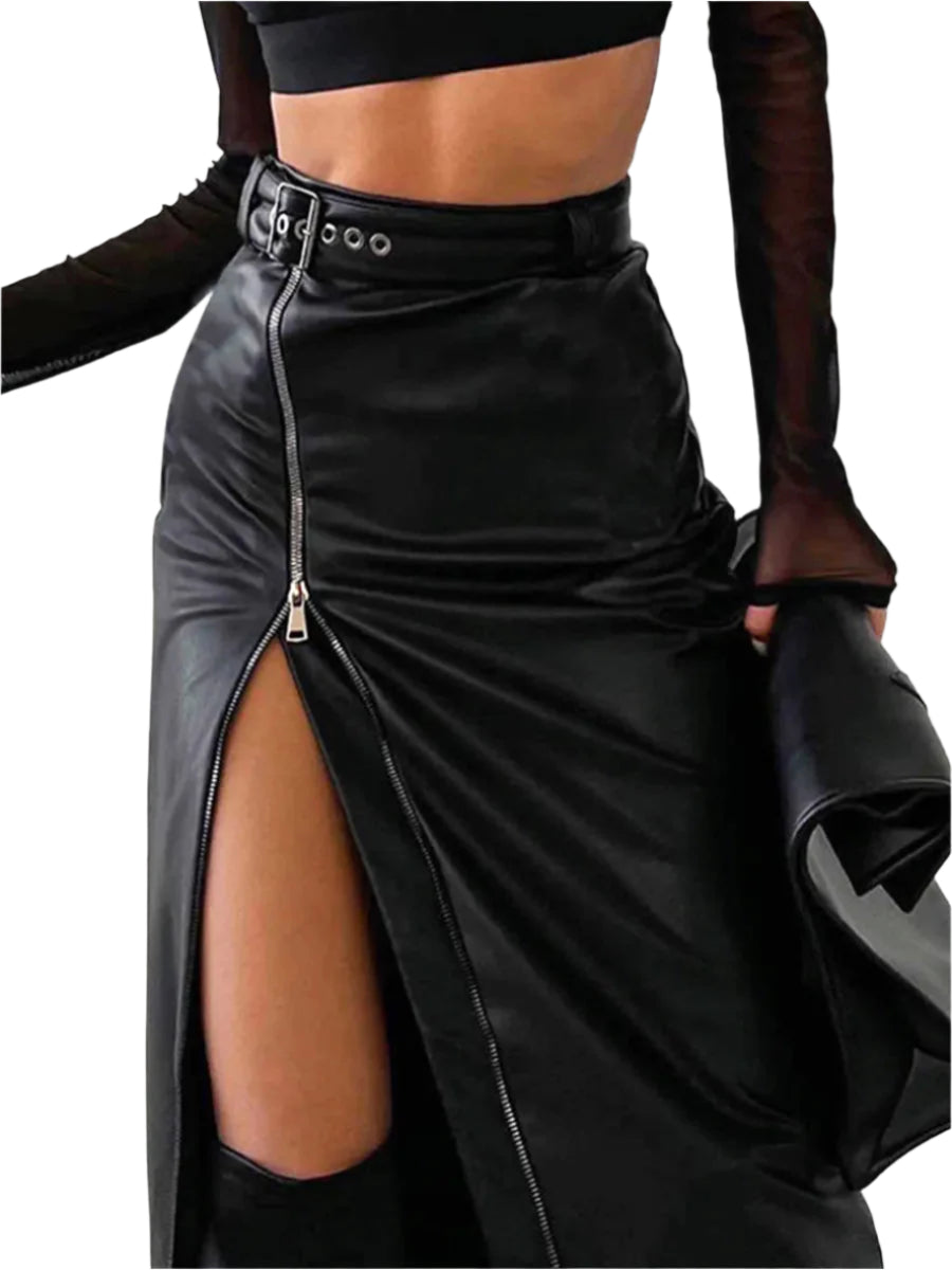 Dames Kokerrok Hoge Taille PU-Leren Stijl Chic en Comfortabel 0