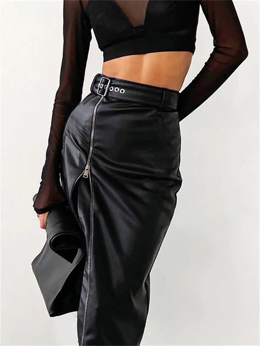 Dames Kokerrok Hoge Taille PU-Leren Stijl Chic en Comfortabel 3