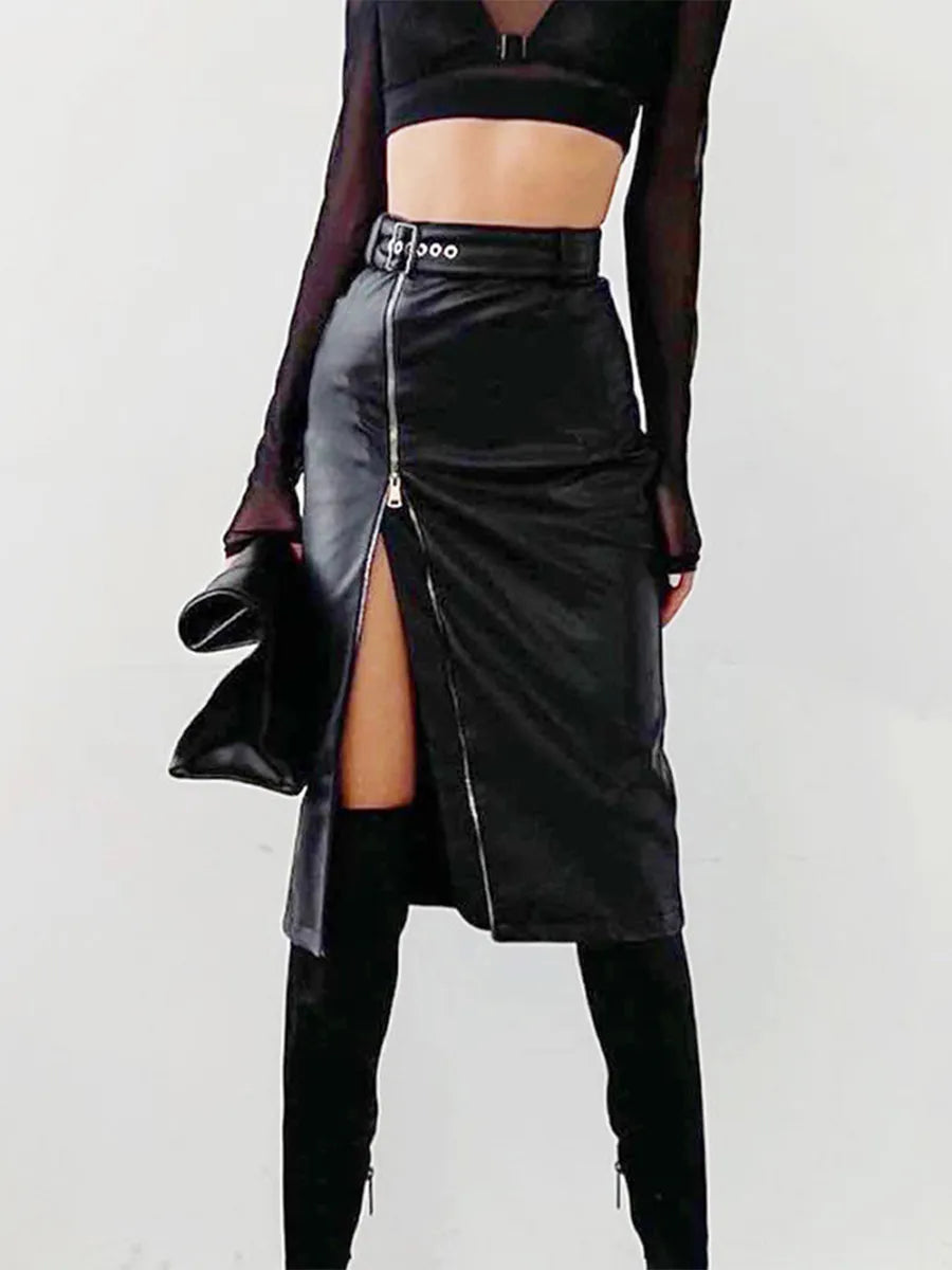 Dames Kokerrok Hoge Taille PU-Leren Stijl Chic en Comfortabel 4