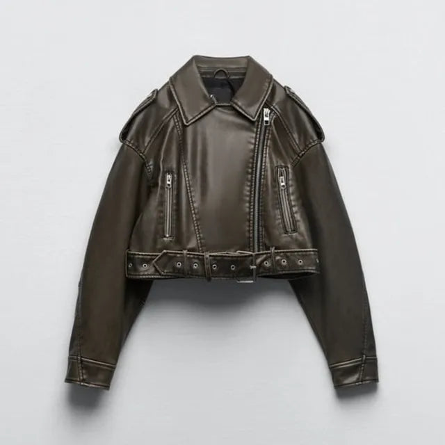 Dames Korte Bikerjacke Moderne Stijl 3
