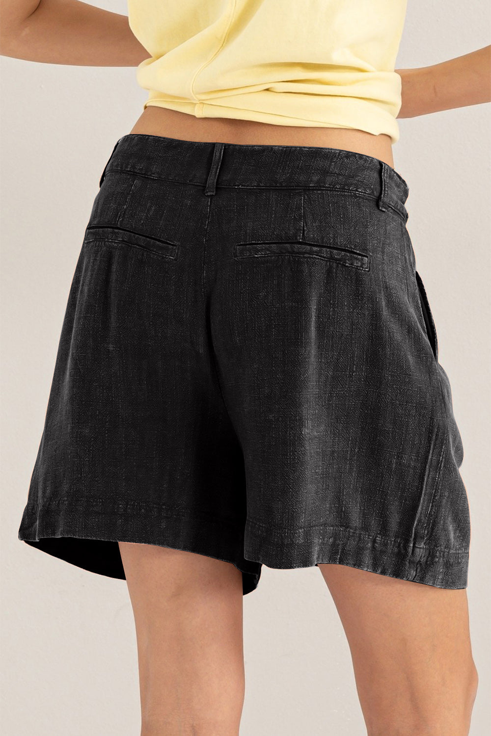 Dames Korte Broek Hoge Taille Plooien Linnen 1