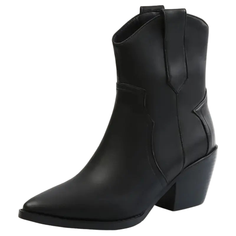 Dames Korte Cowboylaarzen Zwart Moderne Westernstijl Imitatieleer 0