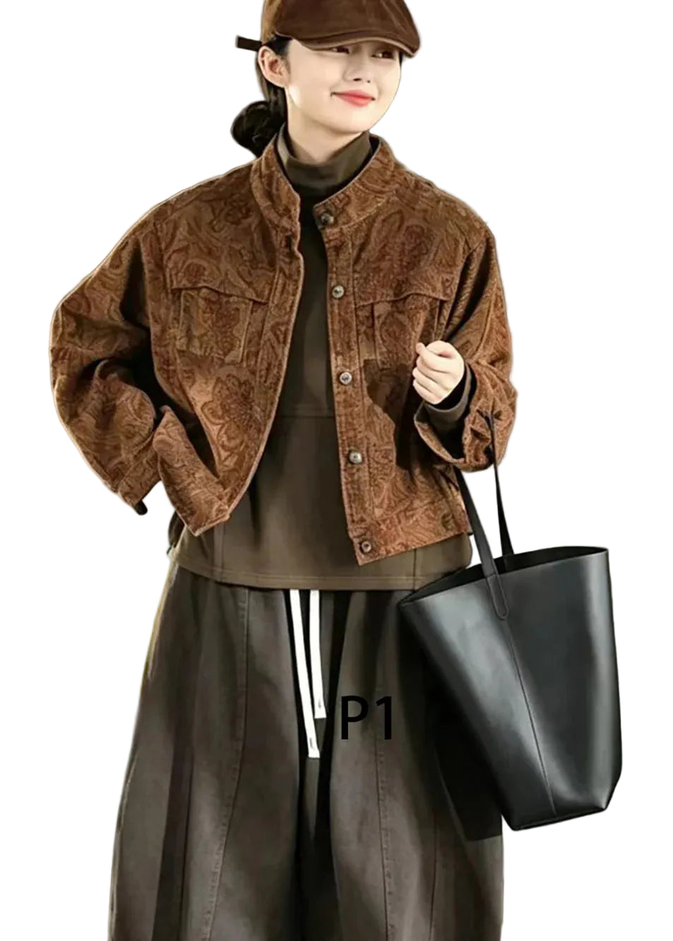 Dames Korte Jas Vintage Stijl Met Opstaande Kraag 0