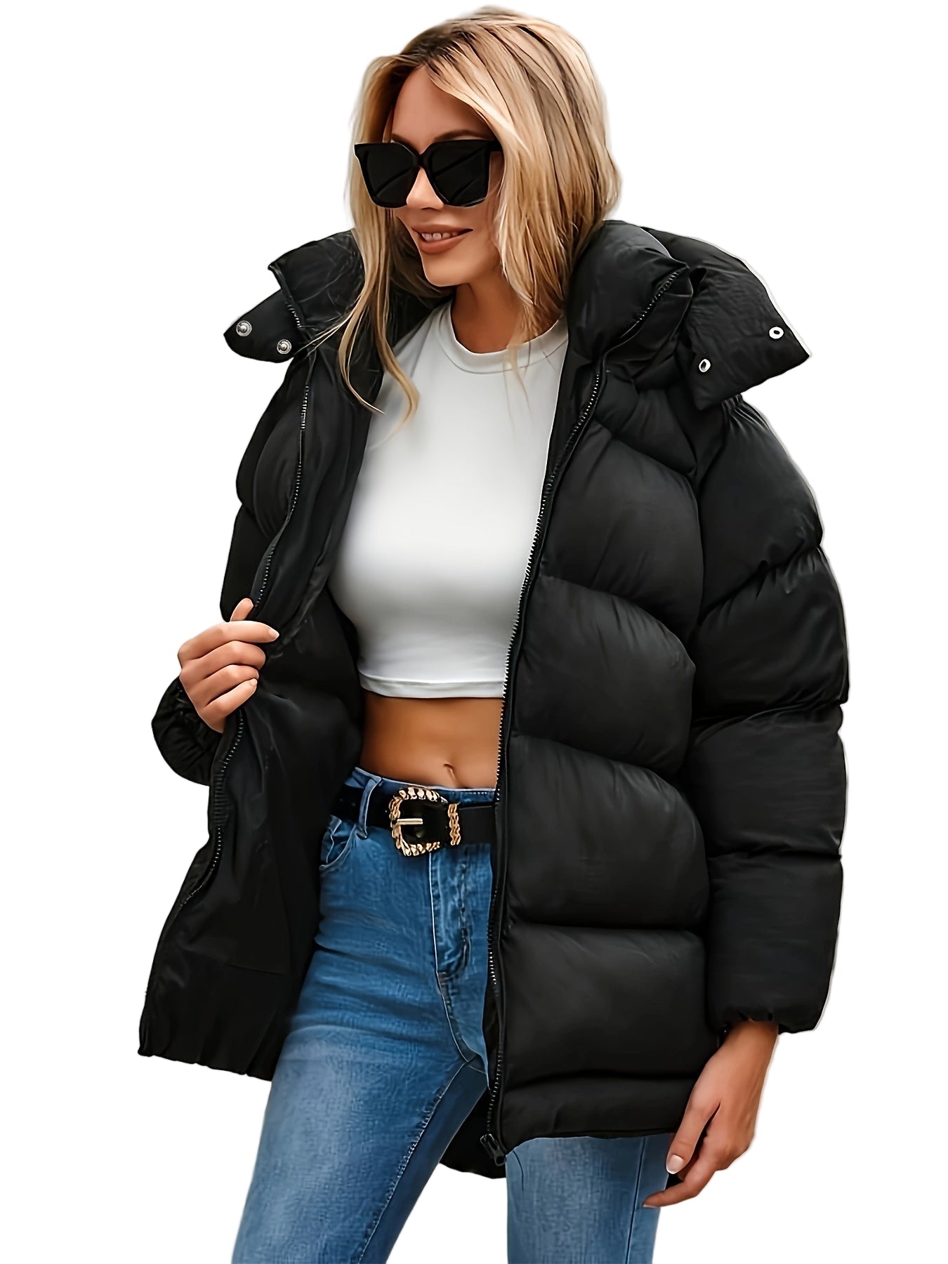 Dames Korte Pufferjack Met Capuchon 0