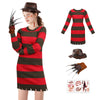 Dames Kostuum Halloween Freddy Krueger Stijl Set met Jurk en Accessoires 6