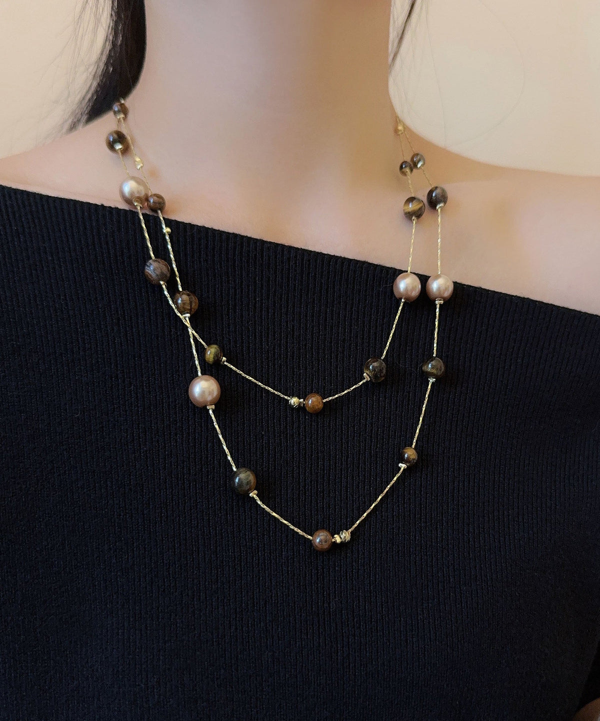 Dames Kralenketting Tijgeroog Stijlvol Design 2
