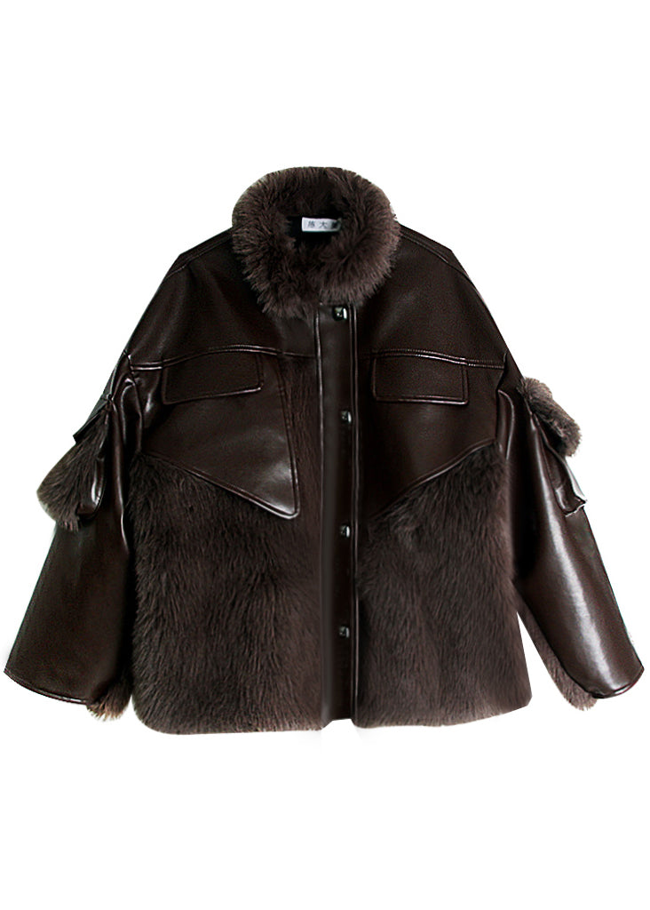 Dames Kunstleren Jas Patchwork Stijl 3