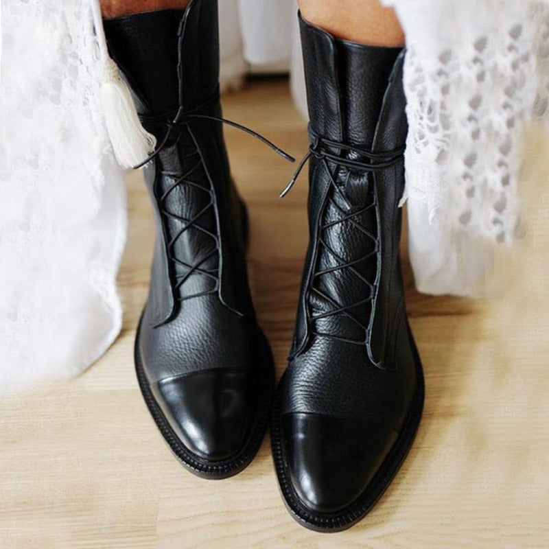 Dames Laarzen Combat Stijl Met Veters 1