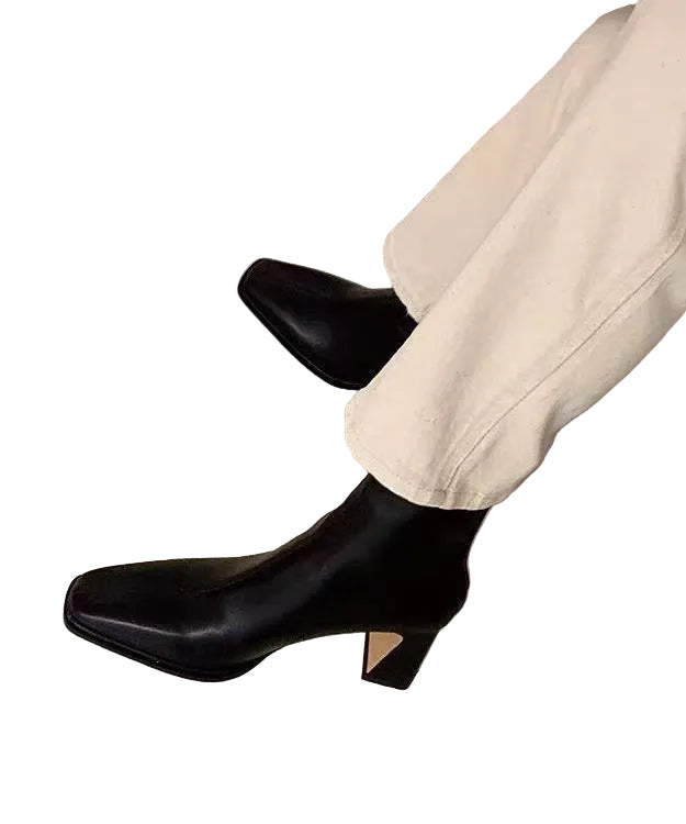 Dames Laarzen Vierkante Neus Robuust Design met Hak 0