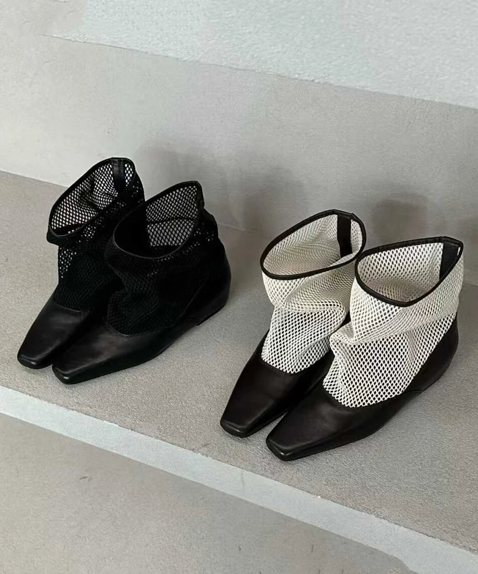Dames Laarzen Vierkante Neus met Ademend Design 0