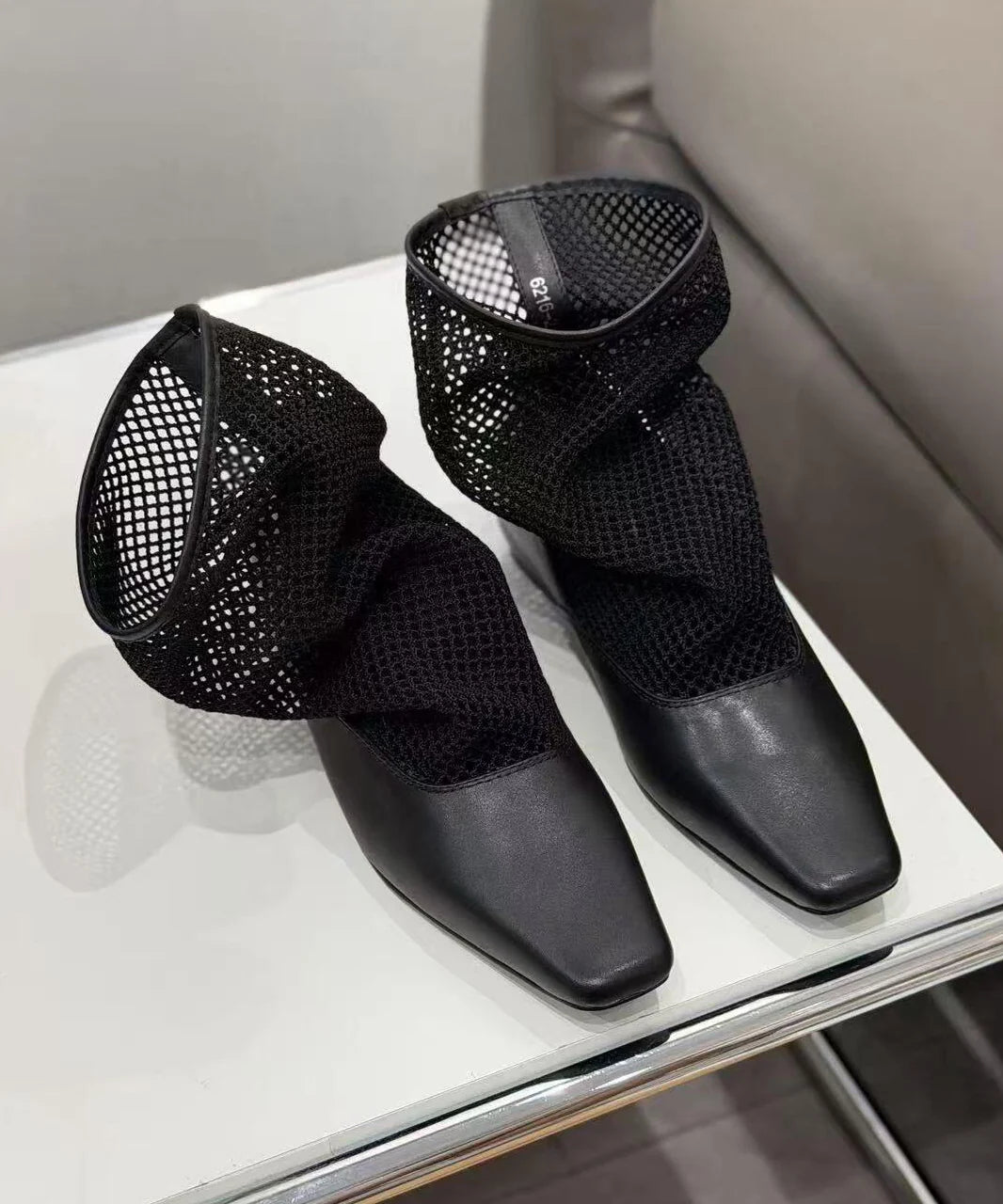 Dames Laarzen Vierkante Neus met Ademend Design 4