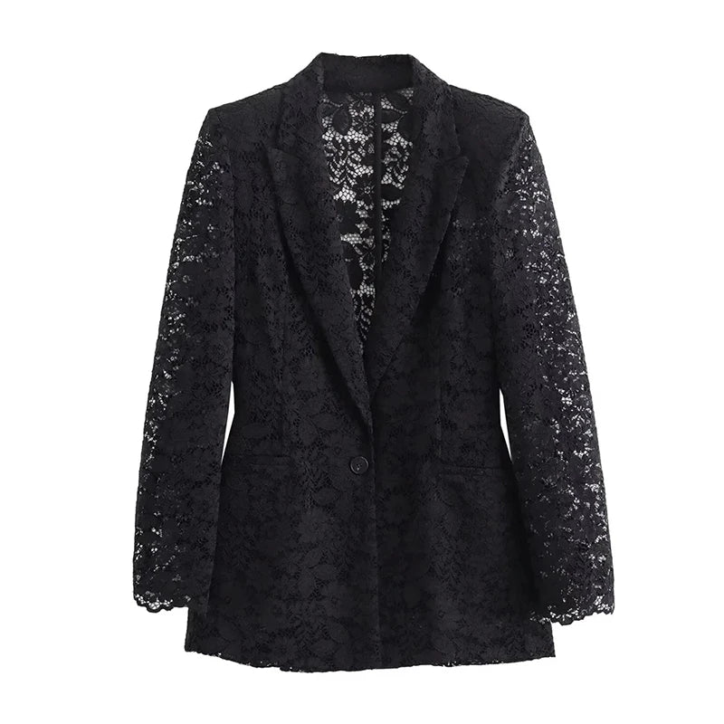 Dames Lace Blazer en Rok Set 0