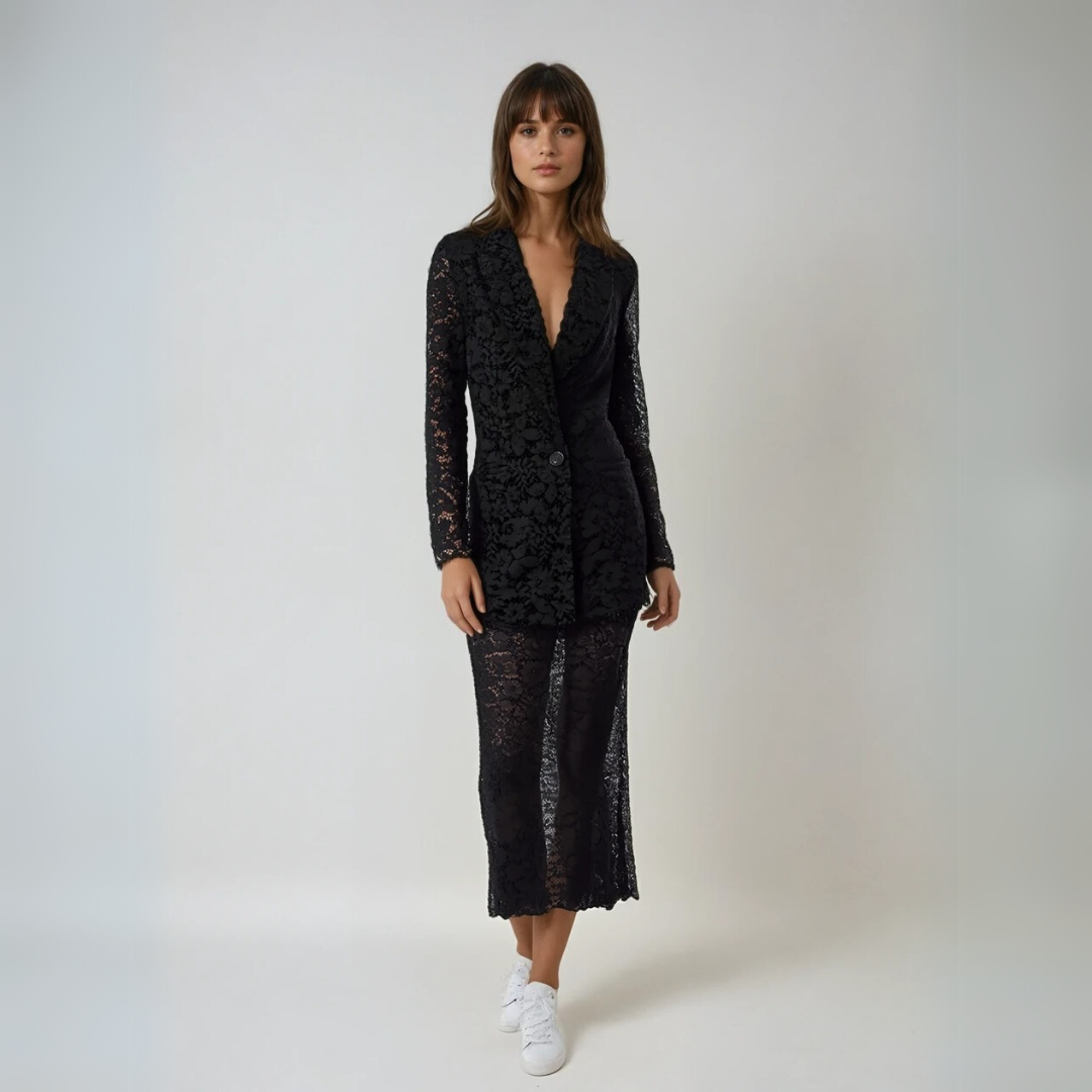 Dames Lace Blazer en Rok Set 1