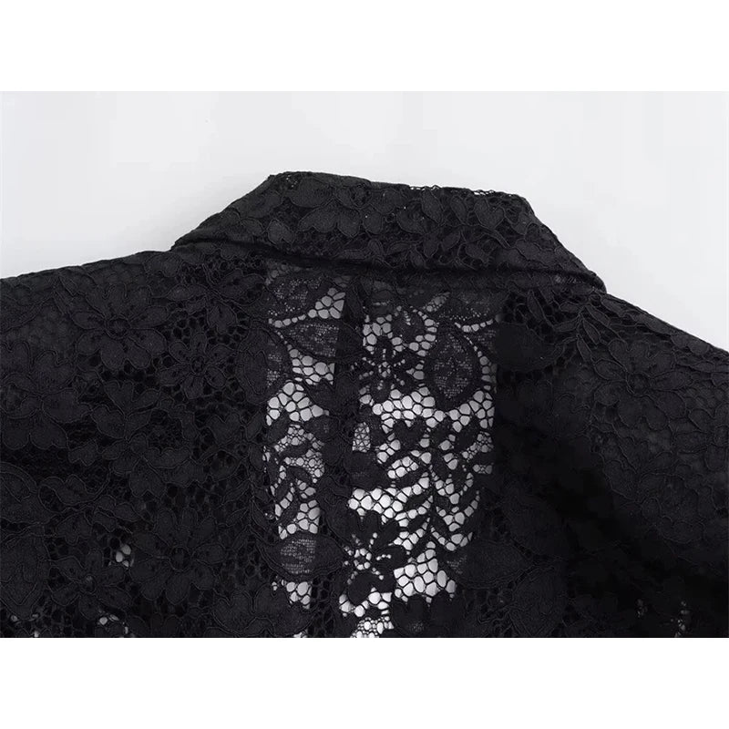 Dames Lace Blazer en Rok Set 5