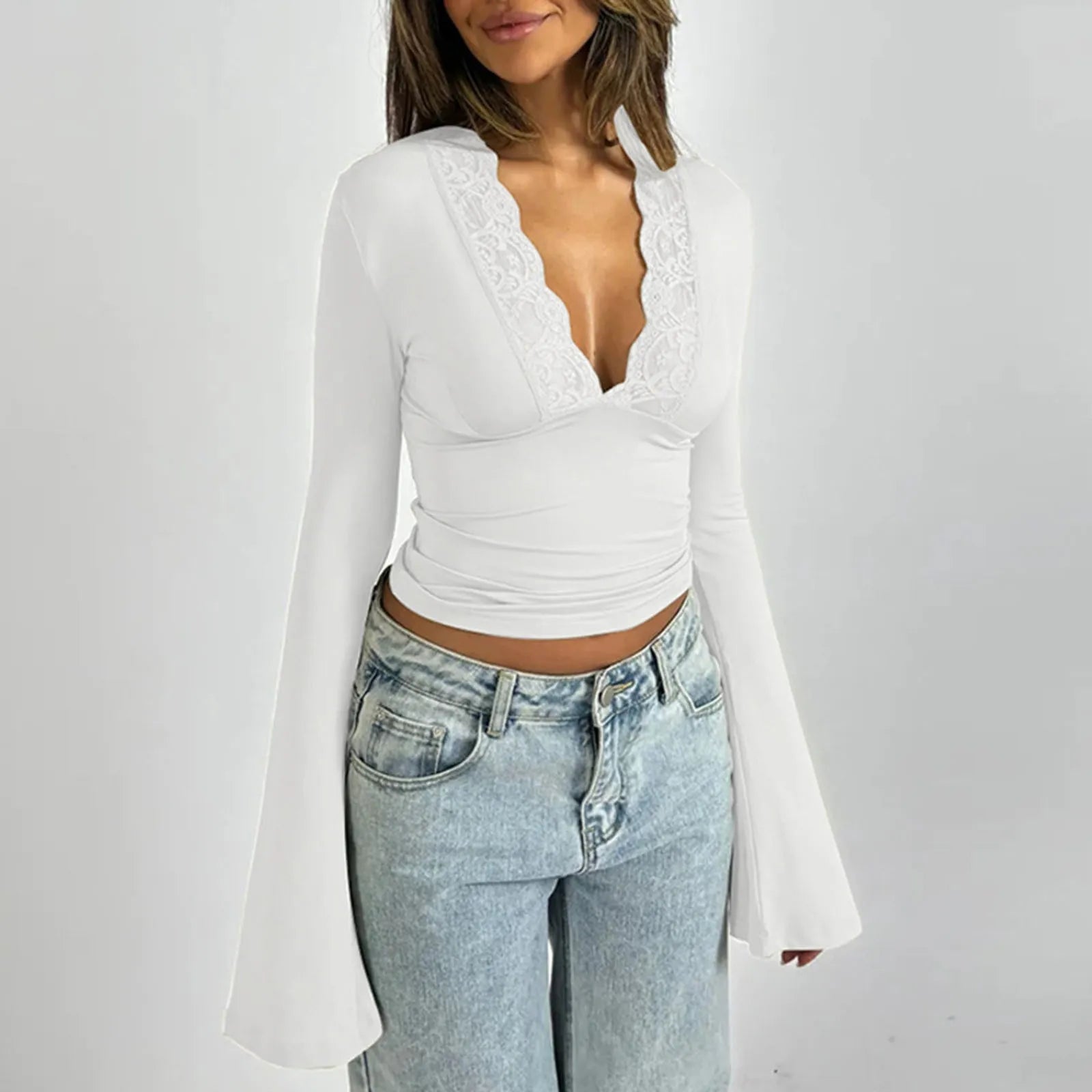 Dames Lace Top Elegante Chic Katoen 4