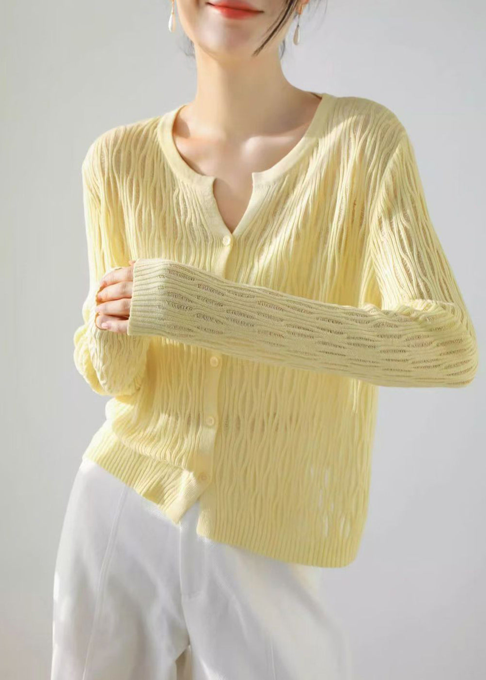 Dames Lang Vest Met Uitgesneden Stijl En Lange Mouwen 4