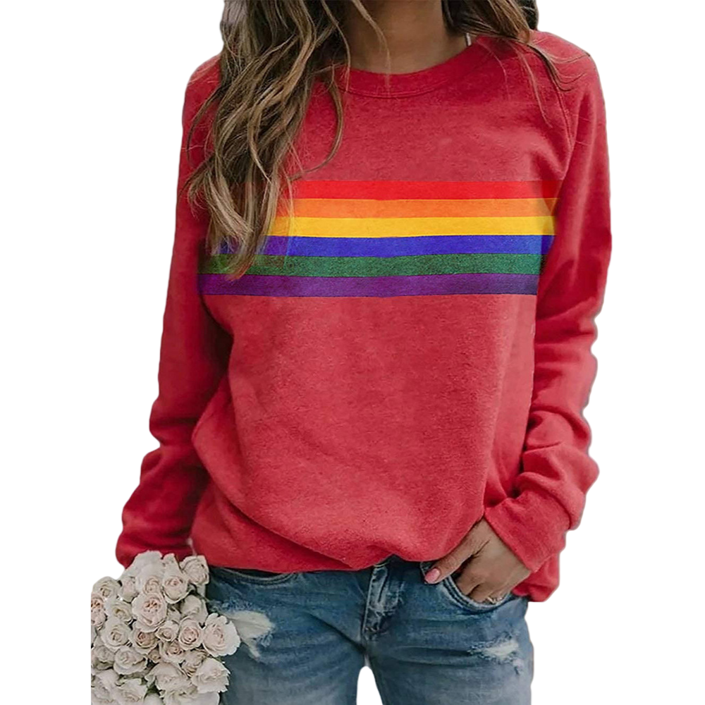 Dames Langarm Sweatshirt met Regenbogenpatroon 0