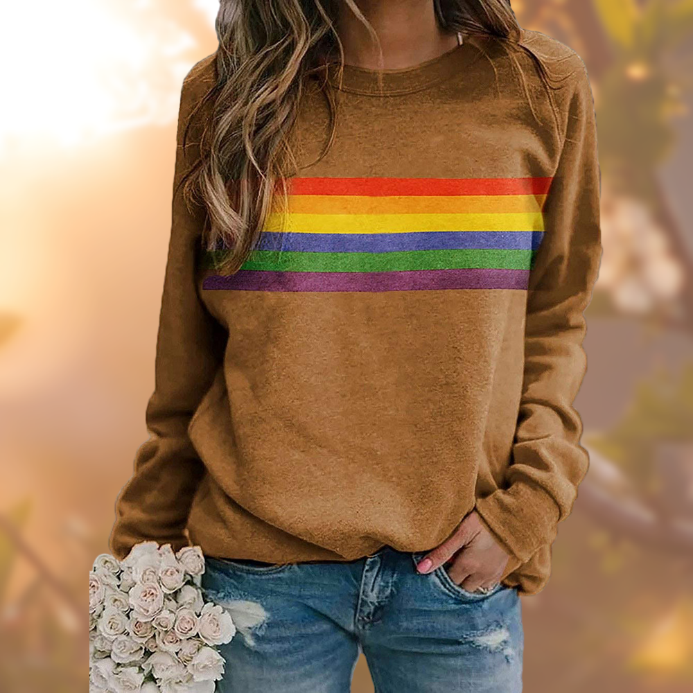 Dames Langarm Sweatshirt met Regenbogenpatroon 1