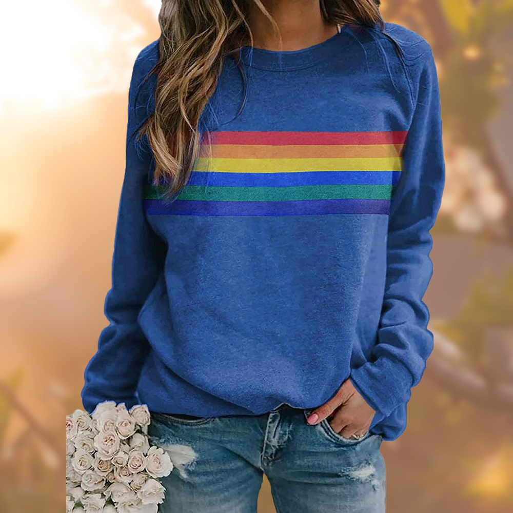 Dames Langarm Sweatshirt met Regenbogenpatroon 2