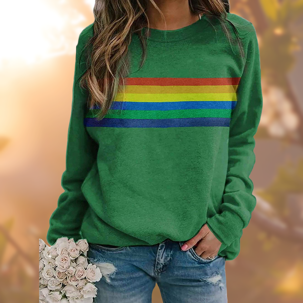 Dames Langarm Sweatshirt met Regenbogenpatroon 3