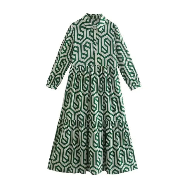 Dames Langärmelig Kleid Geometrisches Muster Modern 8